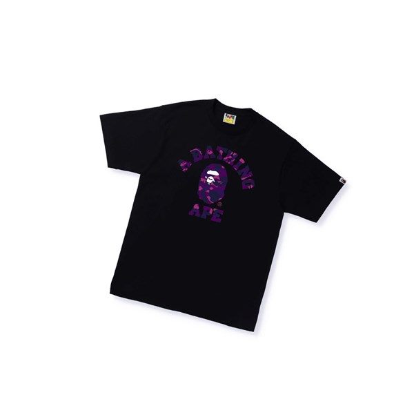 Pánské Tričko A BATHING APE Bape Color Camo A College Tee Krátké Sleeve Černé | PGFMN-8127