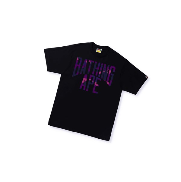 Pánské Tričko A BATHING APE Bape Color Camo A Nyc Logo Tee Krátké Sleeve Černé | XOVPE-5783