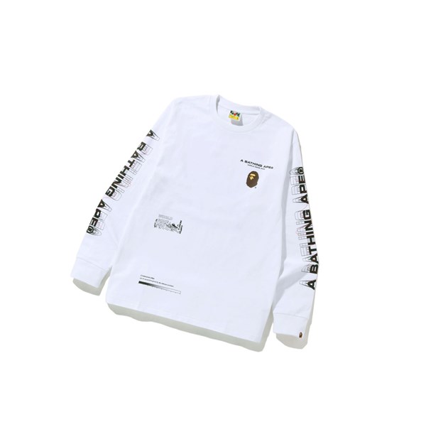 Pánské Tričko A BATHING APE Bape Graphic #2 L/S Tee Long Sleeve Bílé | NVSLJ-4739
