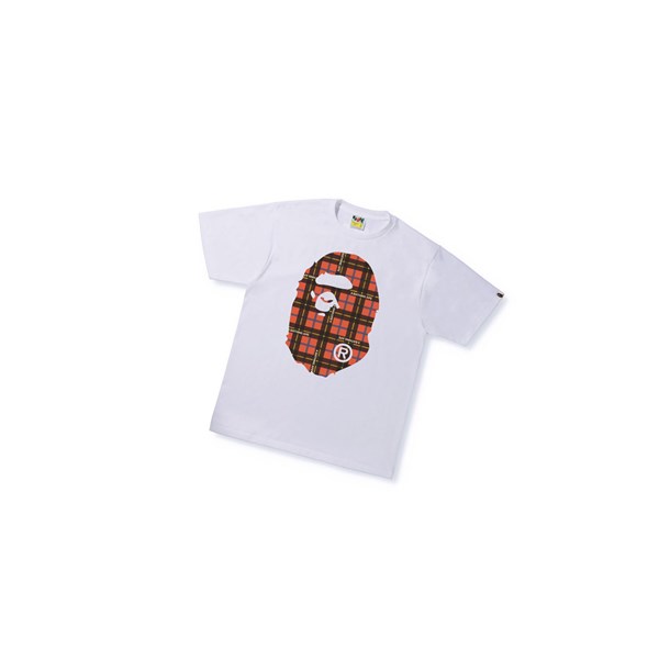 Pánské Tričko A BATHING APE Bape Logo Check Big Ape Head Tee Krátké Sleeve Bílé | BFPUA-9625