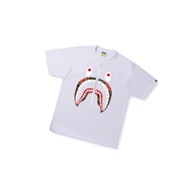 Pánské Tričko A BATHING APE Bape Logo Check Shark Tee Krátké Sleeve Bílé | NLHYT-1743