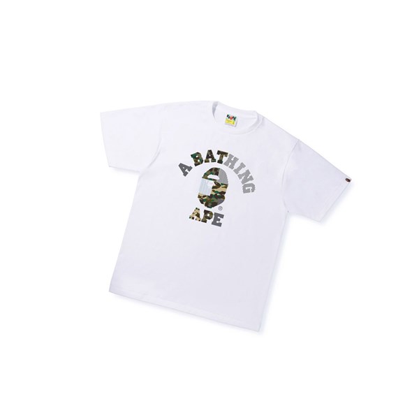 Pánské Tričko A BATHING APE Bape Military Crazy College Tee Krátké Sleeve Bílé | JMDEP-4607