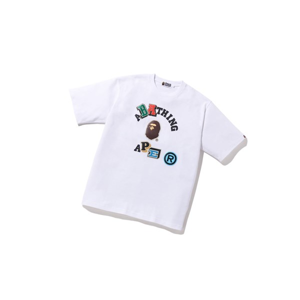 Pánské Tričko A BATHING APE Bape Multi Fonts Relaxed Fit College Tee Krátké Sleeve Bílé | LOHPY-2907