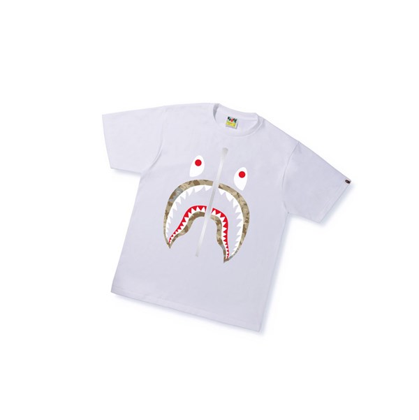 Pánské Tričko A BATHING APE Bape Sand Camo Shark Tee Krátké Sleeve Bílé | FONTE-0295
