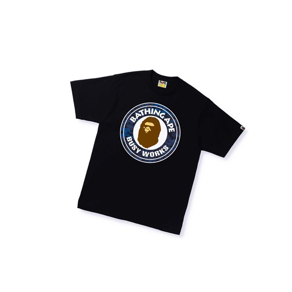 Pánské Tričko A BATHING APE Bape Sand Camo Busy Works Tee Krátké Sleeve Černé | RLEZA-9308