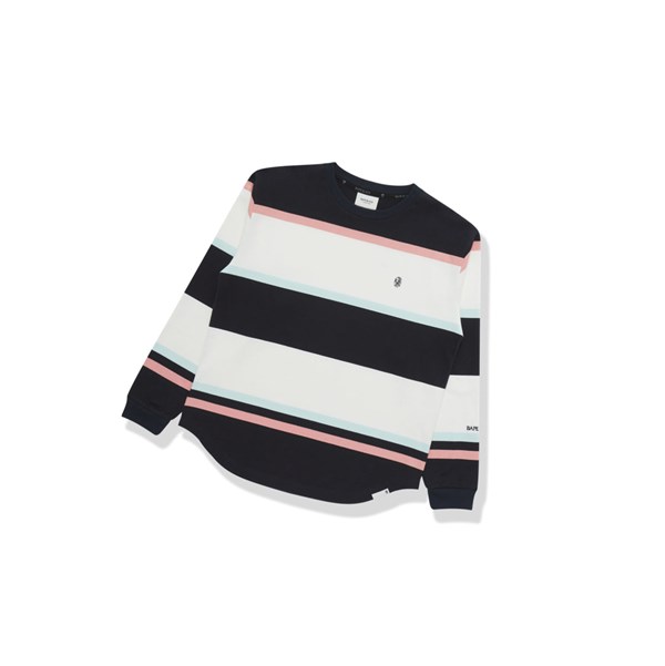 Pánské Tričko A BATHING APE Bape Striped Logo Tee Long Sleeve Blankyt | PBLUK-6920