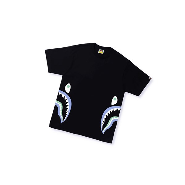 Pánské Tričko A BATHING APE Bape Text Code Camo Side Shark Tee Krátké Sleeve Černé | UOZSB-4298