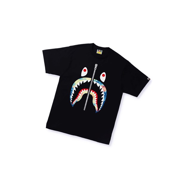 Pánské Tričko A BATHING APE Bape Tie Dye Shark Tee Krátké Sleeve Černé | AXGON-5648