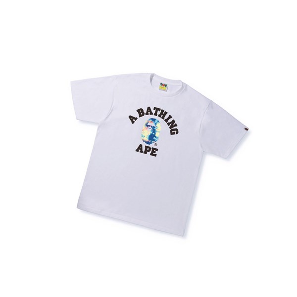 Pánské Tričko A BATHING APE Bape Tie Dye College Tee Krátké Sleeve Bílé | JHXYW-9843