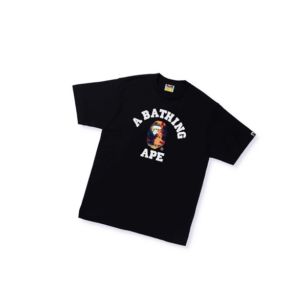 Pánské Tričko A BATHING APE Bape Tie Dye College Tee Krátké Sleeve Černé | MJDEP-8769