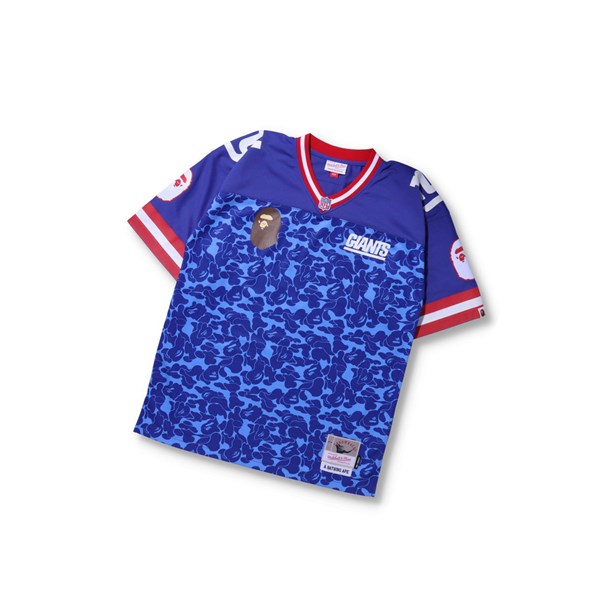 Pánské Tričko A BATHING APE Bape X M&n Nfl New York Giants Legacy Jersey Krátké Sleeve Blankyt | QDMKH-7089