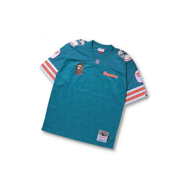 Pánské Tričko A BATHING APE Bape X M&n Nfl Miami Dolphins Legacy Jersey Krátké Sleeve Mátově Zelená | XGTLW-6298