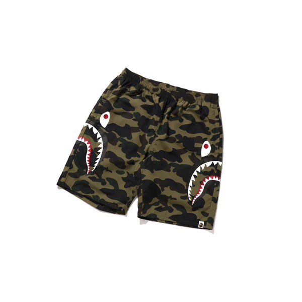 Pánské Šortky A BATHING APE Bape 1st Camo Side Shark Beach Zelene | WTUMH-1059