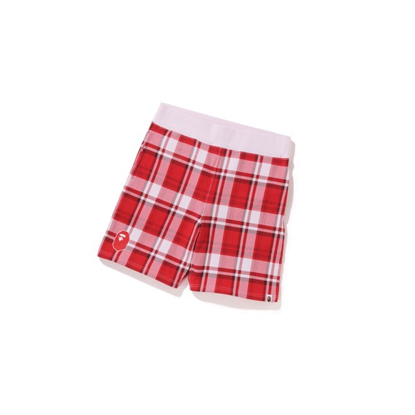 Pánské Šortky A BATHING APE Bape Check Gift Sweat Červené | CKPHD-3901
