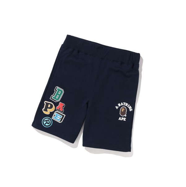 Pánské Šortky A BATHING APE Bape Multi Fonts Sweat Tmavě Blankyt Blankyt | HCOZR-0431