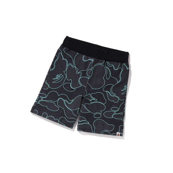 Pánské Šortky A BATHING APE Bape Text Code Camo Sweat Krátké Černé | TJKSV-9487